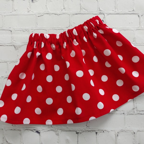 Polka Dot Twirl Skirt, Girls Red Skirt, Toddler Birthday Skirt, Christmas Skirt, Disney Vacation, Disney Cruise Skirt