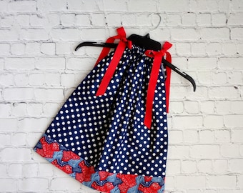 2 Toddler Pillowcase Dress, Little Girls Navy Bandana Dress, Summer Dress, Toddler Cowgirl Dress, Rodeo Dress, Kids Clothes, Sale Dress