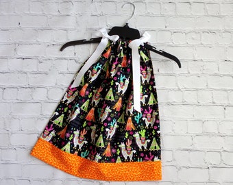 Pillowcase Dress with Llamas, Little Girls Dress, Llama Dress with Cactus, Toddler Girl Dress, Baby Dress, Llama Clothes, Kids Llama Dress