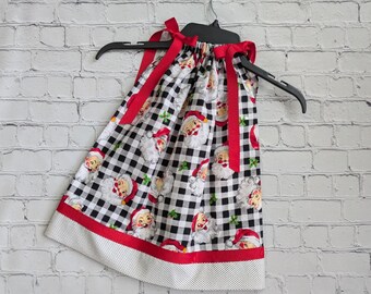 Girls Plaid Santa Dress, Christmas Toddler Dress, Holiday Toddler Dress, Christmas Outfit, Baby Christmas Dress, Little Girl Christmas Dress