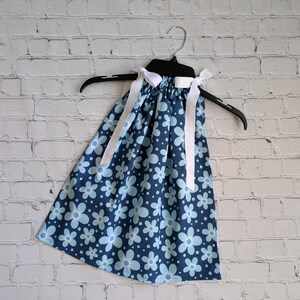 Girls Pillowcase Dress, Girls Dress with Blue Flowers, Summer Dress, Toddler Girls Dress, Little Girls Dress, Floral Clothes, Spring Outfit