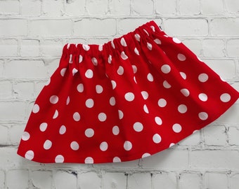 Red Polka Dot Twirl Skirt, Girls Red Skirt, Minnie Mouse Skirt, Disney Vacation, Disney Birthday Party