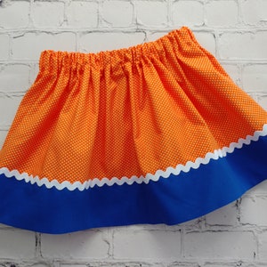 Orange and Blue Skirt, Toddler Skirt, Girls Skirt, Baby Girls Skirt image 1