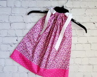 Sale 18 Month Pillowcase Dress , Little Girls Pink Dress, Floral Dress, Toddler Girl Dress with Flowers, Baby Dress, Kids Clothes