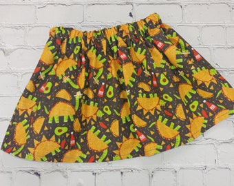 Taco Twirl Skirt, Girls Taco About It Skirt, Toddler Dinosaur Taco Skirt, Girls Clothing With Food