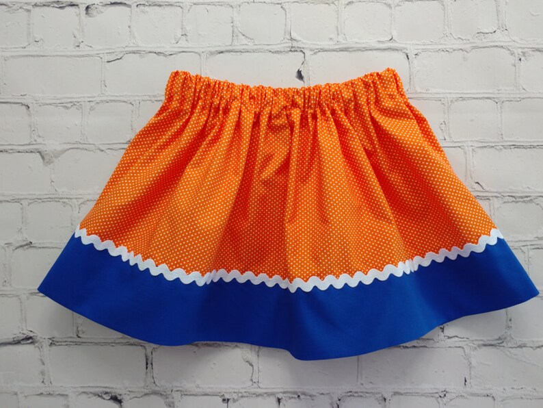 Orange and Blue Skirt, Toddler Skirt, Girls Skirt, Baby Girls Skirt image 3