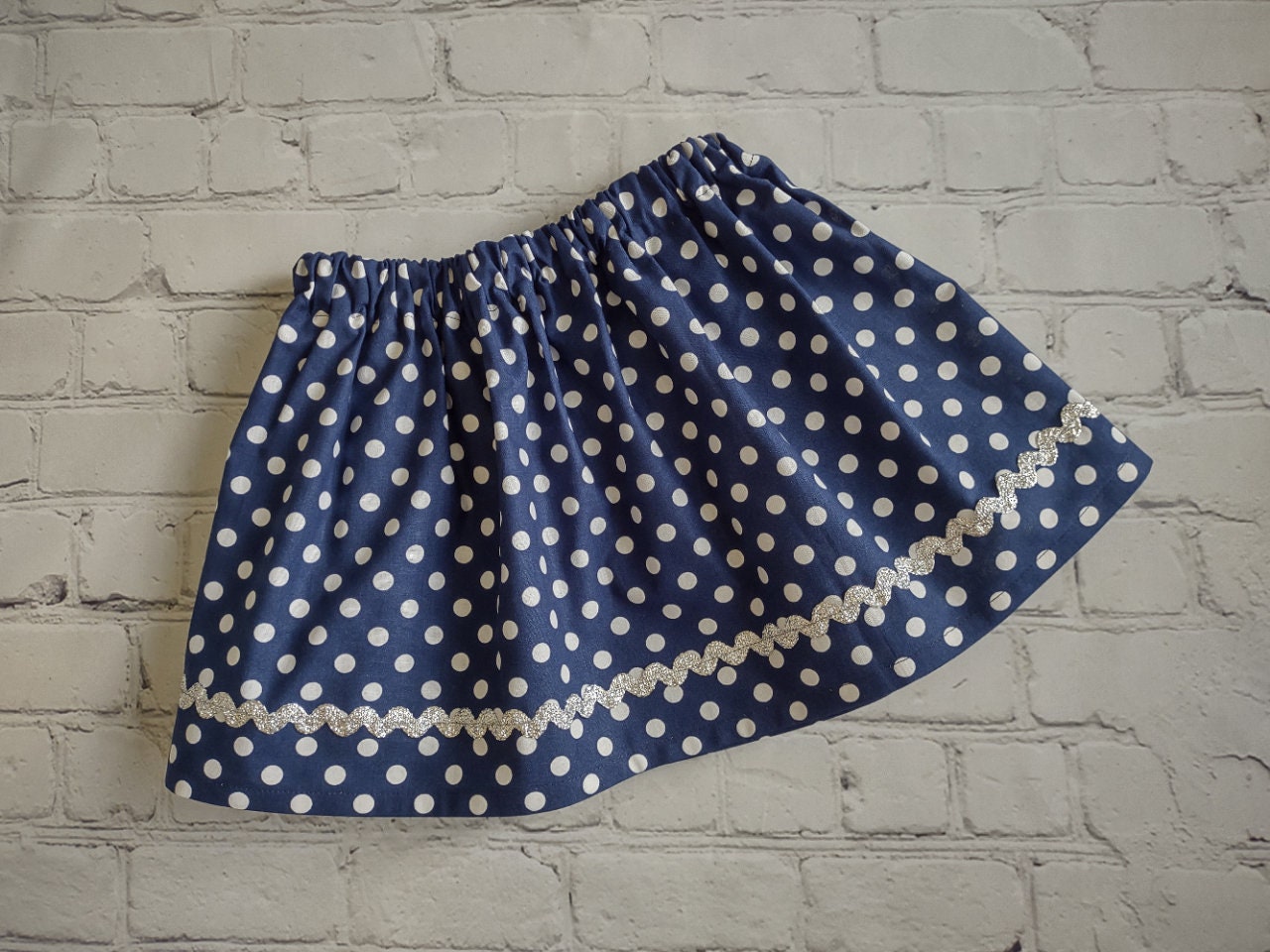 Navy Polka Dot Skirt
