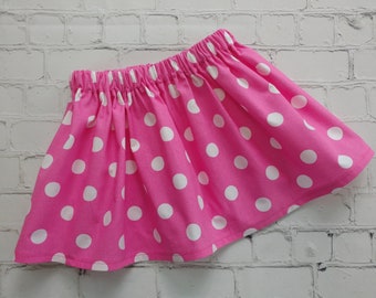 Girls Pink Polka Dot Skirt, Toddler Birthday Skirt, 1st Birthday, Disney Vacation, Minnie Mouse Skirt, Summer Skirt