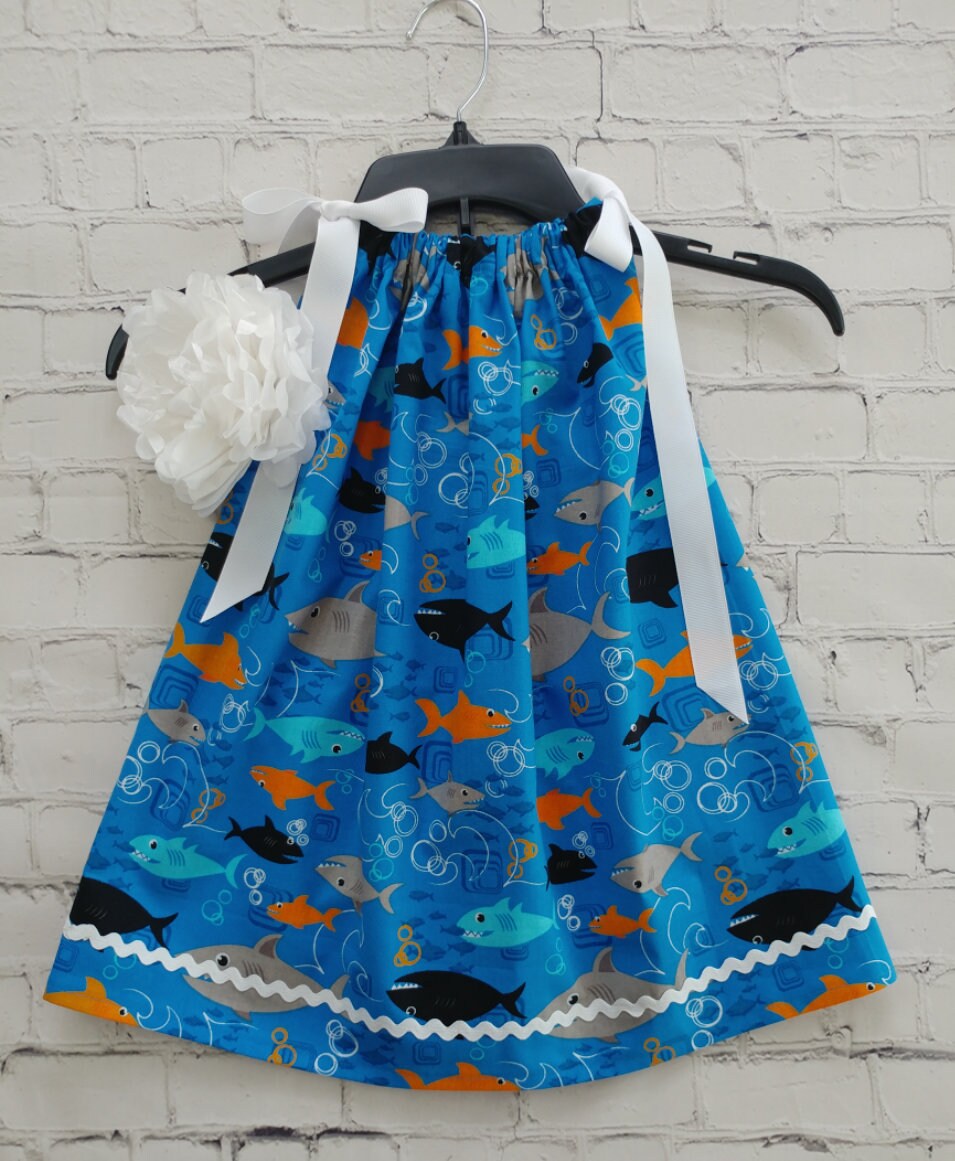 Sharks Girls Pillowcase Dress Aquatic Pillowcase Dress Fish Etsy