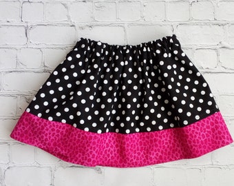 SALE 2 Toddler Skirt, 5 Toddler Skirt, Girls Toddler Skirt, Polka Dot Girls Skirt, Toddler Skirt with Cheetah Trim