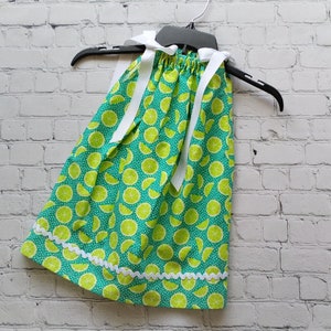 Summer Dress, Girls Pillowcase Dress, Lemon Lime Dress, Toddler Dress, Kids Clothes, Little Girls Dress, Fruit Dress