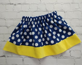 Toddler Girls Polka Dot Skirt, Girls Blue and Yellow Skirt, Baby Skirt, Little Girls Skirt, Kids Clothes, NavyPolka Dot Skirt