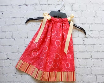 18 Month Sale Dress, Salmon Print Dress, Summer Pillowcase Dress, Sale Dress