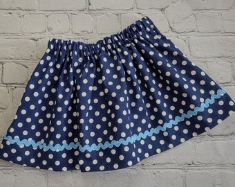 Girls Navy and Blue Skirt, Toddler Skirt, Polka Dot Skirt, Little Girls Skirt, Baby Girls Skirts,