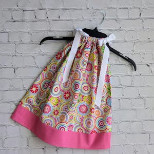 Girls Pillowcase Dress, Toddler Dress, Summer Party Dress, Kids Dress, Spring Dress,  Pink Summer Dress, Retro Print Dress