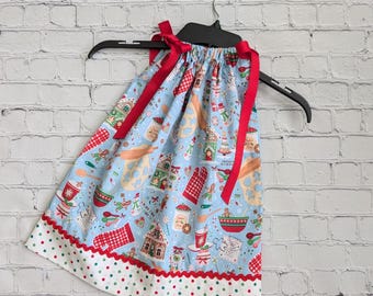 Girls Christmas Dress, Christmas Baking Dress, Holiday Toddler Dress, Christmas Party Outfit, Christmas Dress, Little Girls Christmas Dress