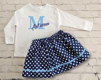 Monogram Girls Outfit, Toddler Monogrammed Top, Personalized Tee, Toddler Girl Outfit