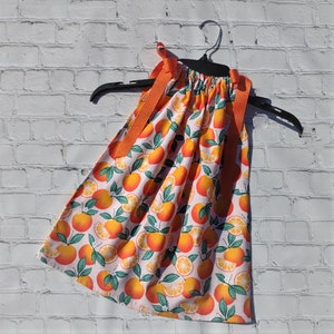 Orange Dress, Toddler Girl Dress, Fruit Dress, Pillowcase Dress, Little Girl Dress