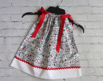 Pillowcase Dress with Dogs, Girls Dress with Puppies, Dog Dress for Toddler Girl, Little Girl Dalamtian Dress, Baby Dress with Animals