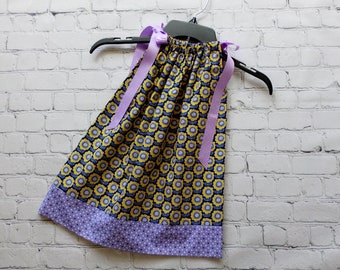 Girls Floral Pillowcase Dress, Toddler Dress, Little Girl Dress, Purple Dress with Flowers