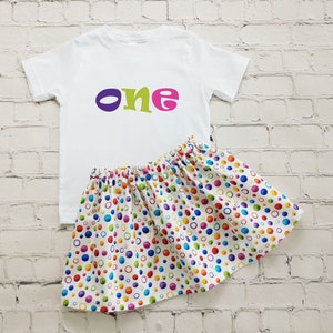 Girls Birthday Outfit, Toddler 1st Birthday Shirt, Girls Birthday Tee and Skirt, Summer Birthday Outfit, First Birthday Outfit