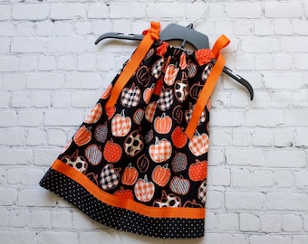 Girls Halloween Dress, Toddler Halloween Costume, Fall Pumpkin Dress, Little Girls Pumpkin Dress, Fall Girls Dress
