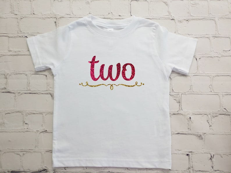 Toddler 2 Birthday Shirt Girls Birthday Glitter Shirt 2nd Birthday Girls Tee Shirt