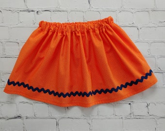 Girls Orange and Navy Skirt, Toddler Skirt, Little Girls Skirt, Baby Girls Skirts, UVA Skirt, Auburn Skirt