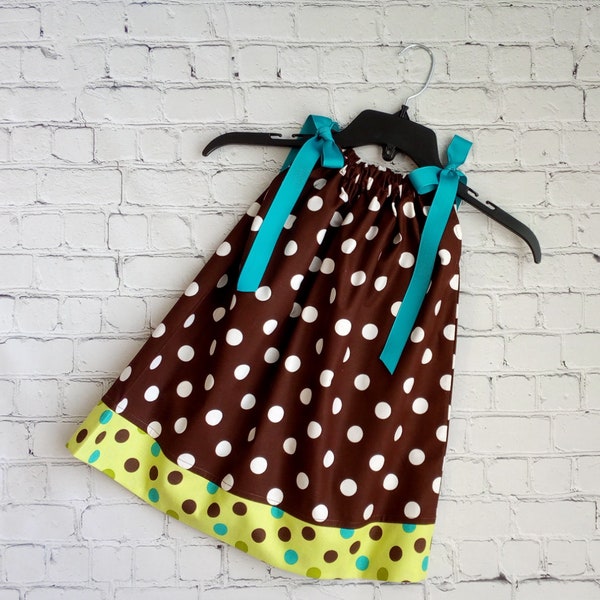 2 Toddler Pillowcase Dress, Little Girls Brown Dot Dress, Summer Dress, Toddler Girl Dress, Fall Dress, Kids Clothes, Sale Dress