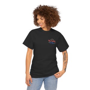4 juli Unisex zwaar katoenen T-shirt, patriottisch T-shirt, rood-wit-blauw shirt, zomerfeestkleding, BBQ-outfit