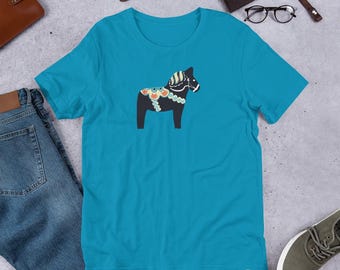 Dala Black Swedish Horse - Unisex t-shirt