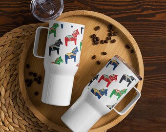Swedish Dala Horse - Travel mug with a handle