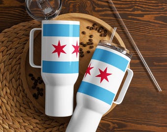 Chicago Flag - Travel mug with a handle