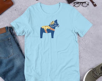 Dala Blue Swedish Horse - Unisex t-shirt