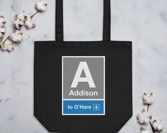 Addison CTA Blue Line - Eco Tote Bag