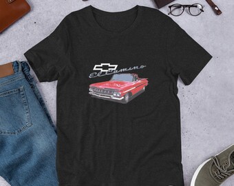 Black Unisex t-shirt Red Chevy ElCamino Classic Car