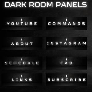 Dark Room Twitch Panels | 15 Minimalist Stream Panels Bundle | Instant Download | Twitch/Kick Streamers
