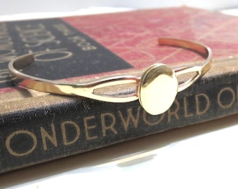 Vintage messing ovale medaillon-manchetarmband - verstelbaar - delicaat - klein - stapelarmband - armband - fotomedaillon