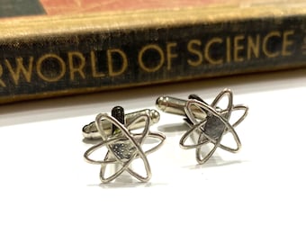 Silver Plated Atom Cufflinks - Science  Cufflinks - Science Cufflinks - Chemistry Cufflinks - Physics Cuff links - Neutron Electron Proton