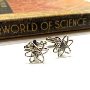 Silver Plated Atom Cufflinks - Science  Cufflinks - Science Cufflinks - Chemistry Cufflinks - Physics Cuff links - Neutron Electron Proton