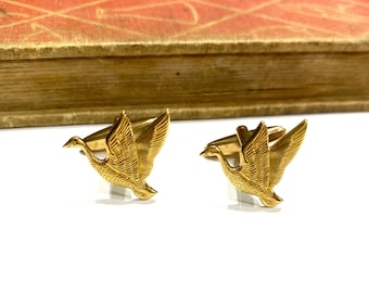 Raw Brass Goose Cuff Links - Bird - Avian - Gold - Soldered - Cufflinks - Geese - Hunting - Hunt - Duck