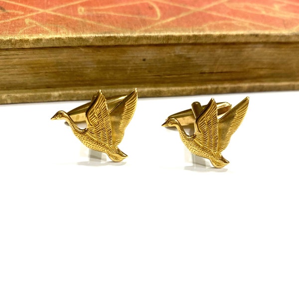 Raw Brass Goose Cuff Links - Bird - Avian - Gold - Soldered - Cufflinks - Geese - Hunting - Hunt - Duck