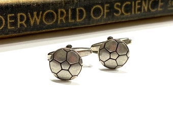 Antiqued Silver Soccer Cuff Links - Soldered - Sports - Football - Mens - Cufflinks - Silver Plated - soccer ball