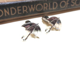 Antiqued Silver Umbrella Cuff Links - Cufflinks - Gold - Rain - Pacific Northwest PNW Seattle Rain Showers