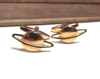 Raw Brass Saturn Cufflinks - Space Cufflinks - Planet Cufflinks - Science Cufflinks - Astronomy Cufflinks - Gold Cuff links NASA