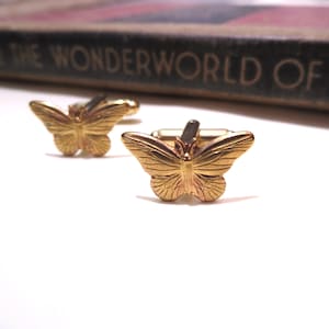 Rohes Messing Schmetterling Manschettenknöpfe - Motte Manschettenknöpfe - Gelötete Manschettenknöpfe - Gold - Insekt - Entomologe - Bugs