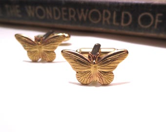 Raw Brass Butterfly Cuff Links - Moth Cufflinks - Soldered Cufflinks - Gold - Insect - Entomologist - Bugs