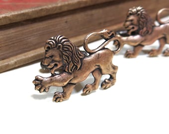 Antiqued Brass Lion Filigree Cuff Links - Medieval - antique gold - Victorian - Soldered -