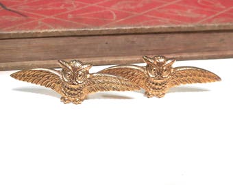 Raw Brass Owl Cuff Links - Flying Bird - Bird of Prey - Soldered - Wizard
