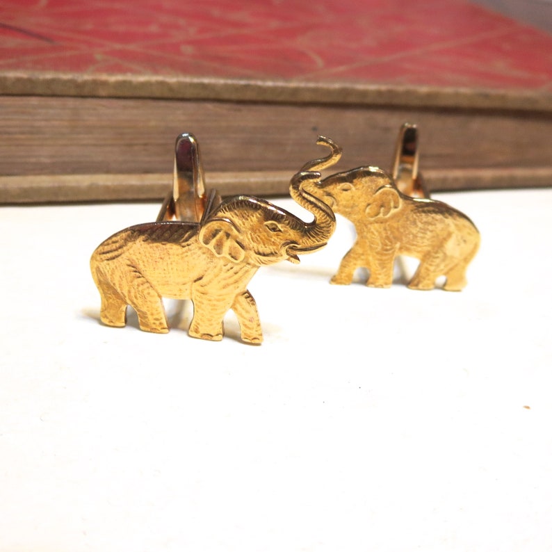 Raw Brass Elephant Cuff Links Cufflinks Asian Elephant African Elephant India Mens Gift Soldered Wedding Africa Safari image 1